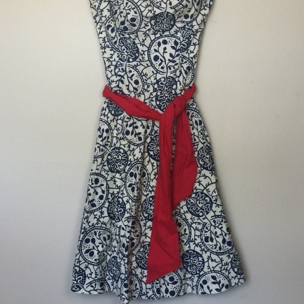 Anthropologie Tabitha Punchline Strapless Dress Blue & White Size 10 - Picture 3 of 7